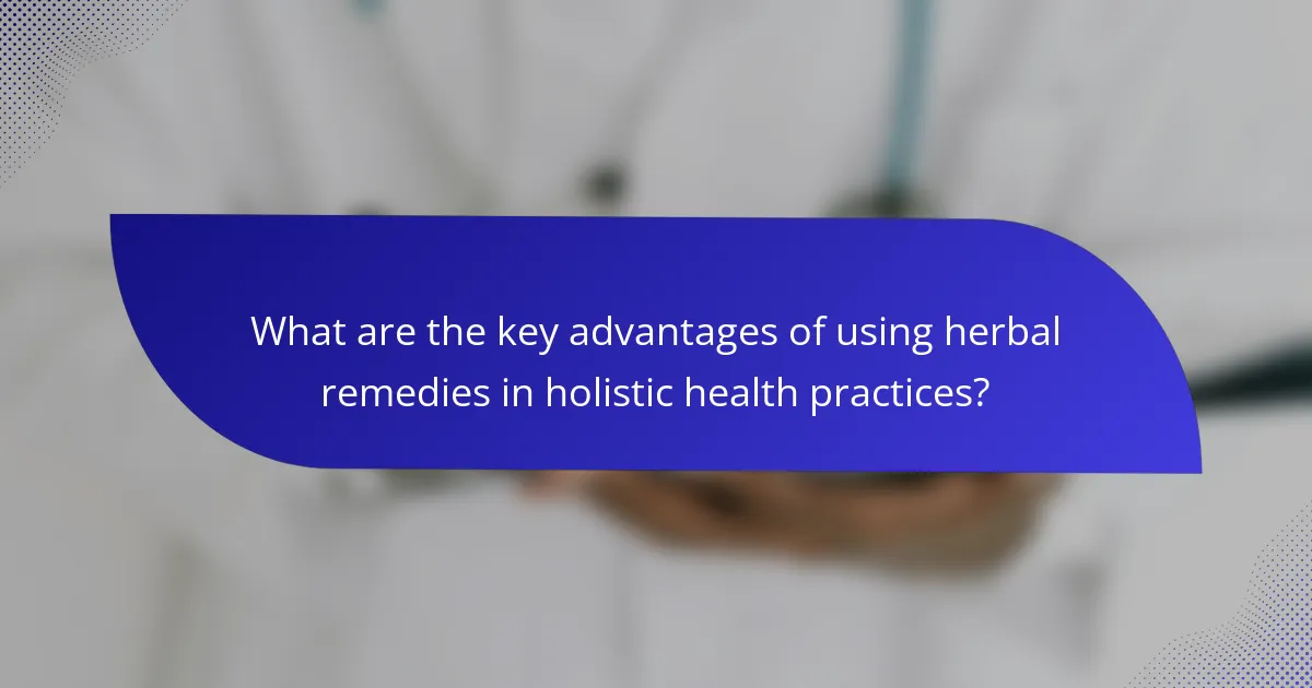What are the key advantages of using herbal remedies in holistic health practices?