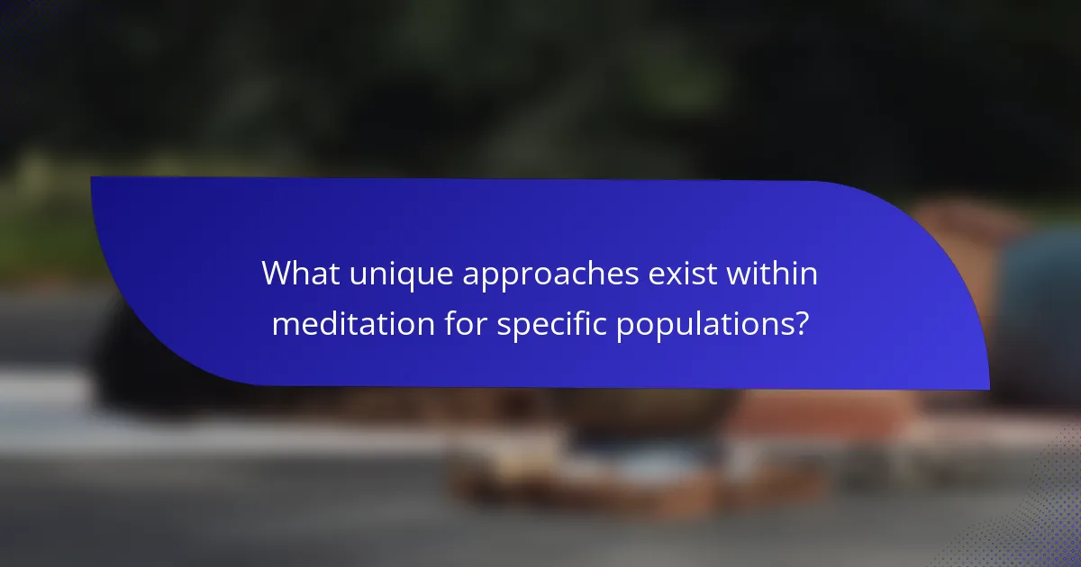 What unique approaches exist within meditation for specific populations?